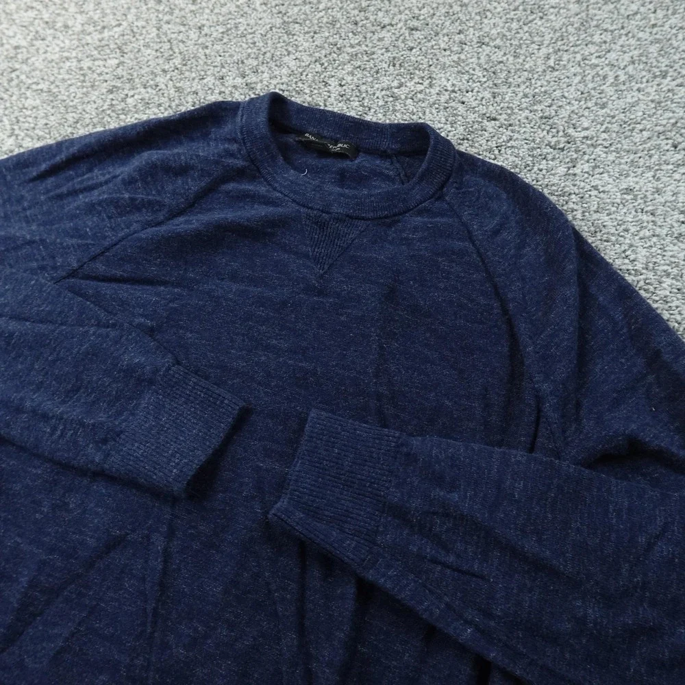 Banana Republic Sweater Mens S Blue Organic Cotton Raglan Crewneck Pullover Cozy